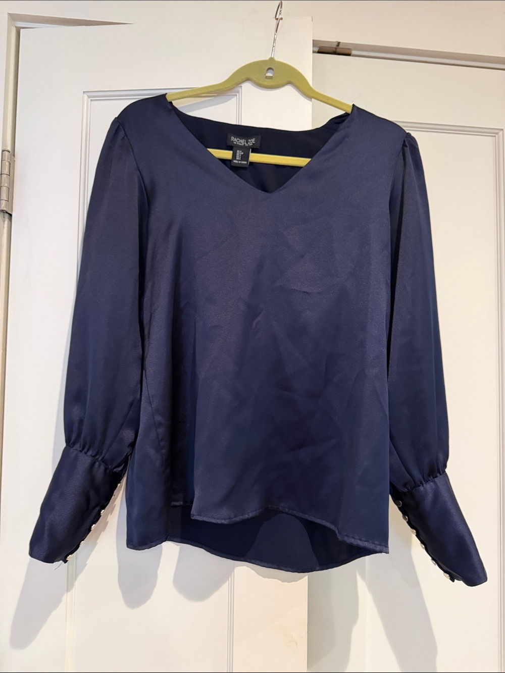Rachel Zoe Midnight Navy V-Neck Satin Blouse